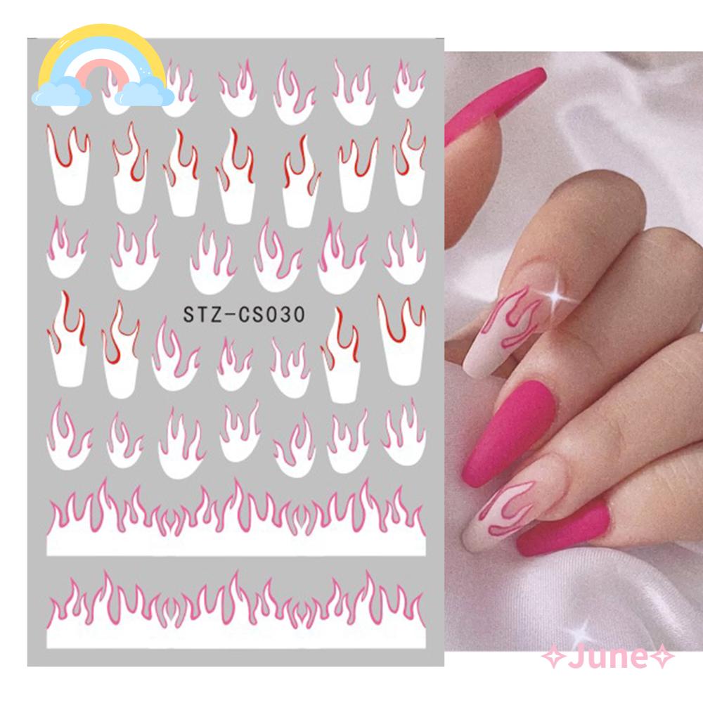 [Hàng mới về] Miếng dán trang trí móng nghệ thuật hình ngọn lửa màu xanh dương 3d DIY