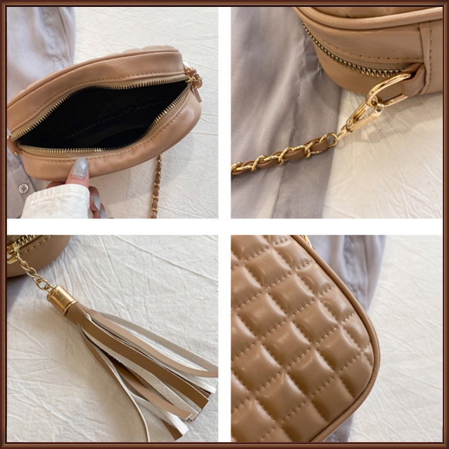 Túi Xách Da Pu Mini Dáng Vuông Vân Kim Cương Phối Dây Xích Kiểu Retro Đơn Giản Cho Nữ