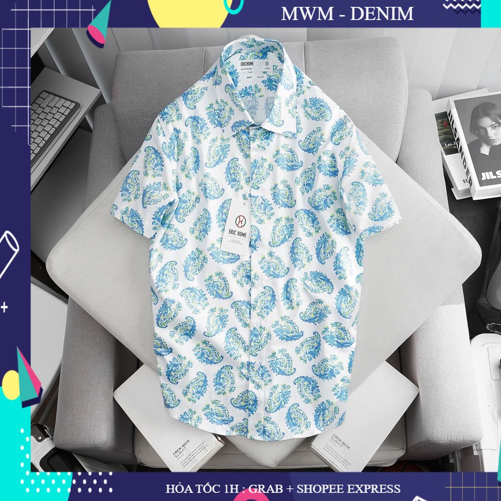 Hình đúng màu - Áo sơmi họa tiết nam nữ bông hoa trái cây đi biển hoạt động tập thể - SMEH7- FREESHIP