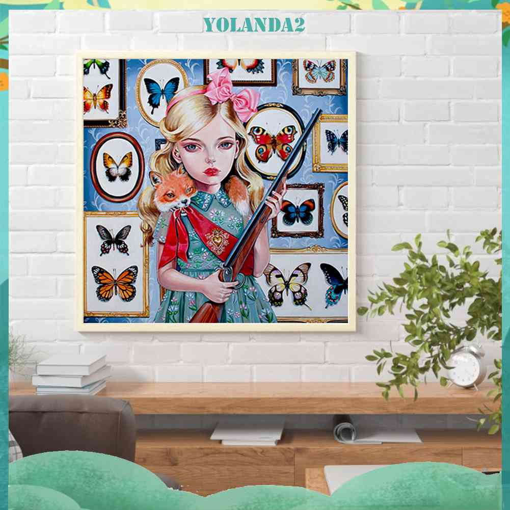 Tranh Đính Đá Kim Cương Toàn Bộ 5D DIY Hình Vẽ Cô Gái Trang Trí Nhà Cửa