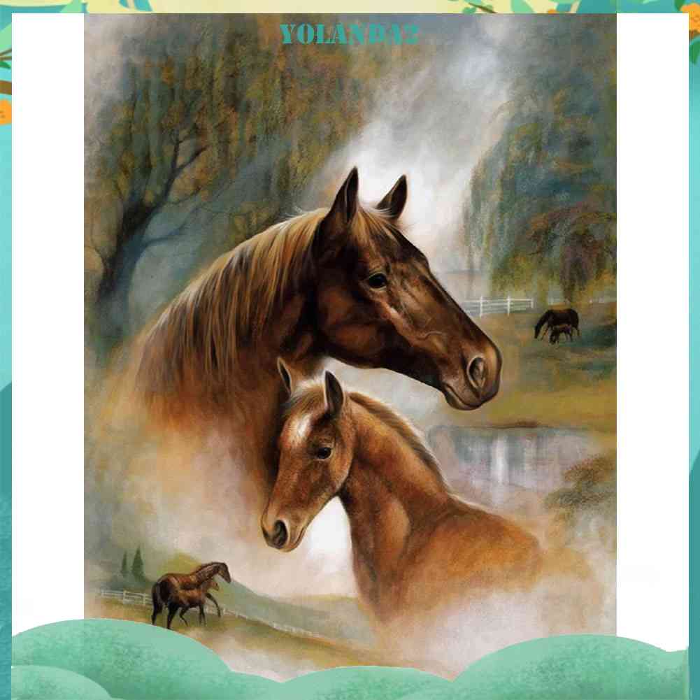 Tranh Đính Đá Kim Cương Toàn Bộ 5D DIY Hình Vẽ Ngựa Prairie