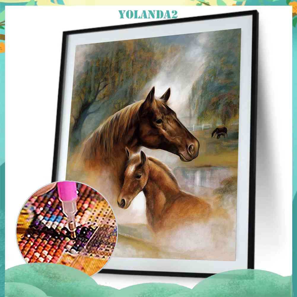 Tranh Đính Đá Kim Cương Toàn Bộ 5D DIY Hình Vẽ Ngựa Prairie