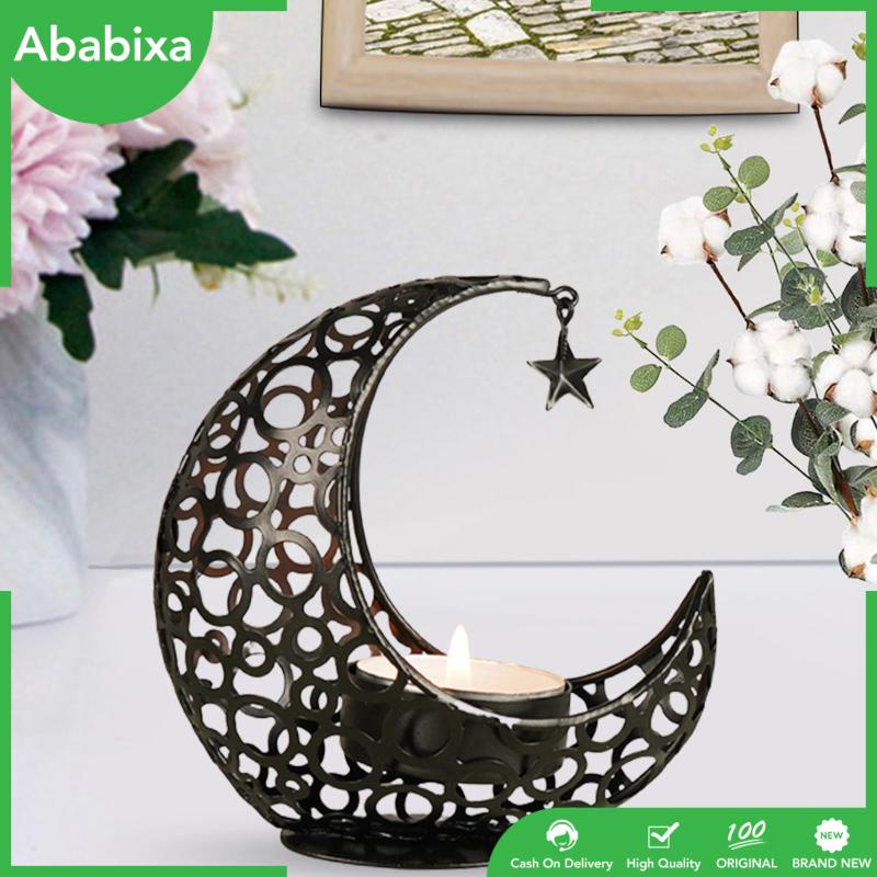 [Ababixa] Giá Đỡ Đèn Cầy Bằng Kim Loại Hình Ngôi Sao Mặt Trăng Eid Mubarak Trang Trí Cho Khách Sạn Ramadan