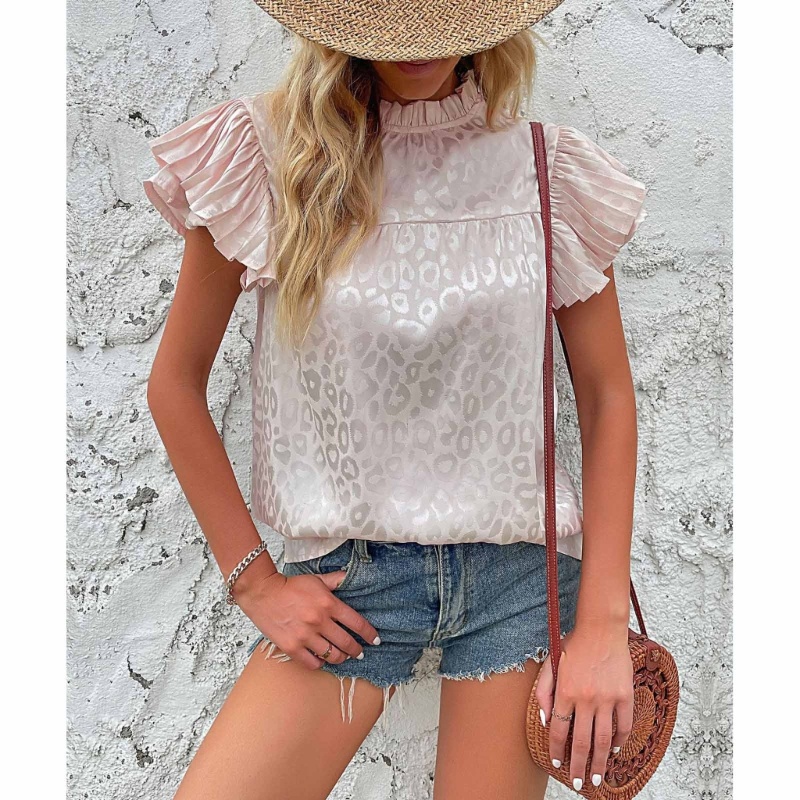 Áo Thun Tay Ngắn Cổ Đứng Dáng Rộng Thiết Kế Đơn Giản Thời Trang Mùa Hè Cho Nữ