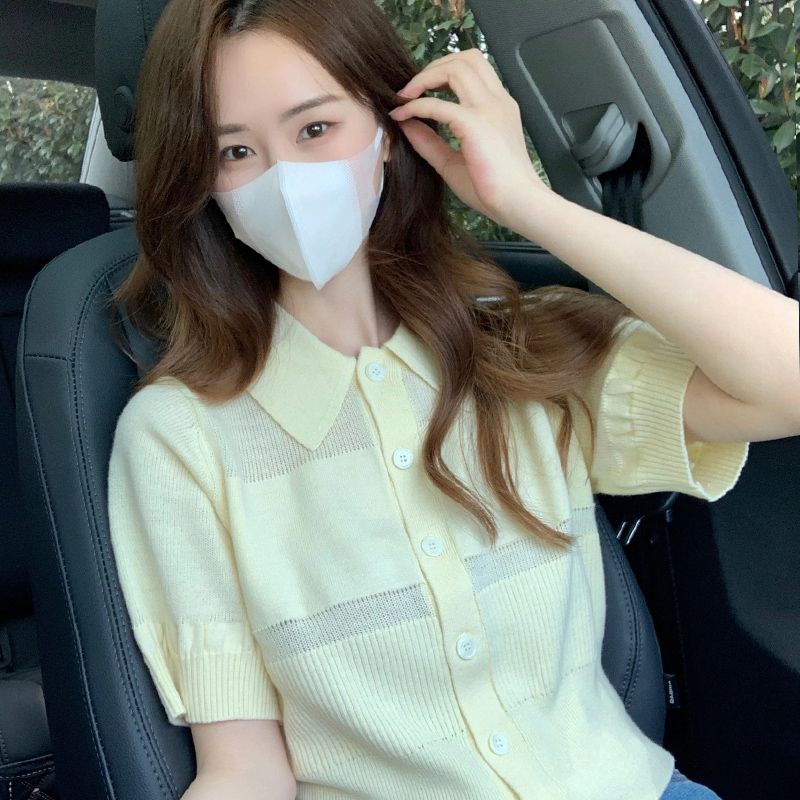 Áo Thun polo Dệt Kim Tay Ngắn Thời Trang Mùa Hè Xinh Xắn Cho Nữ