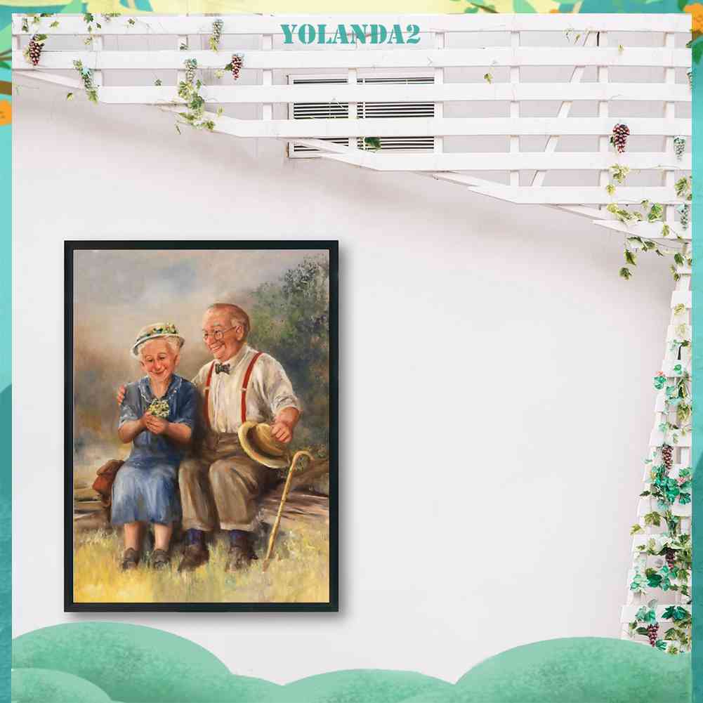 Tranh Đính Đá Kim Cương Toàn Bộ 5D DIY Hình Người Già Ấm Áp