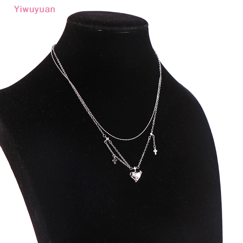 < Yiwuyuan > Vòng Cổ Choker Mặt Chữ Thập Đính Đá Zircon Trái Tim Cho Nữ Dự Tiệc Mới