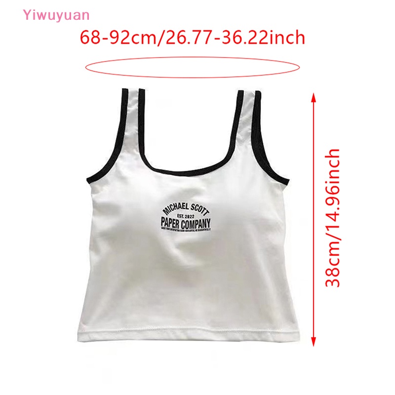 &lt; Yiwuyuan &gt; Áo Crop Top Trắng Không Tay Có Đệm Ngực Gợi Cảm Hàng Mới