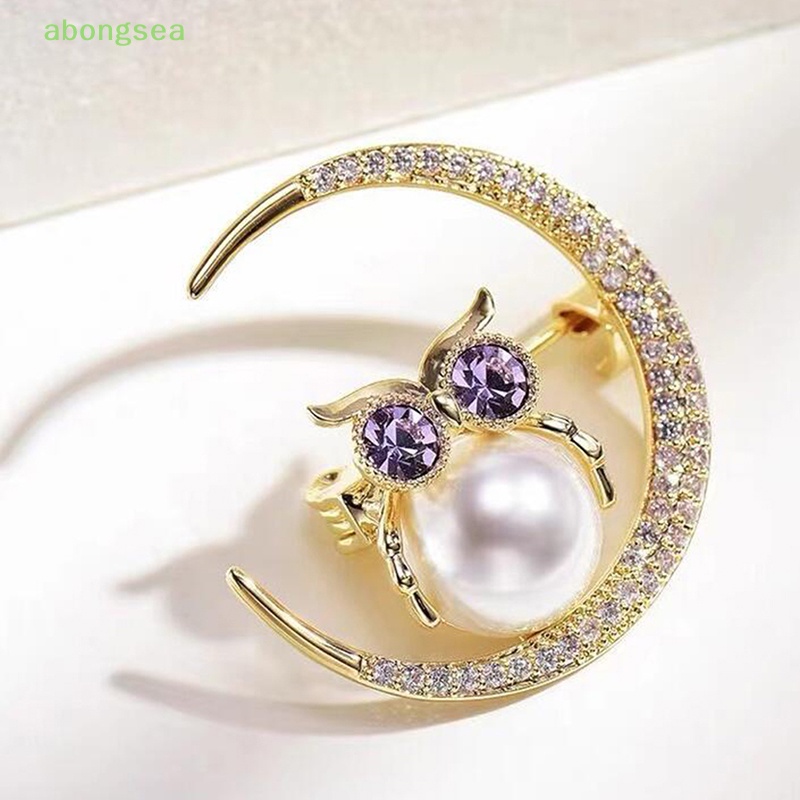 Trâm Cài Áo Hình Cú Mèo Mặt Trăng Nhỏ Xinh Thời Trang Dễ Phối Đồ Cho Nữ