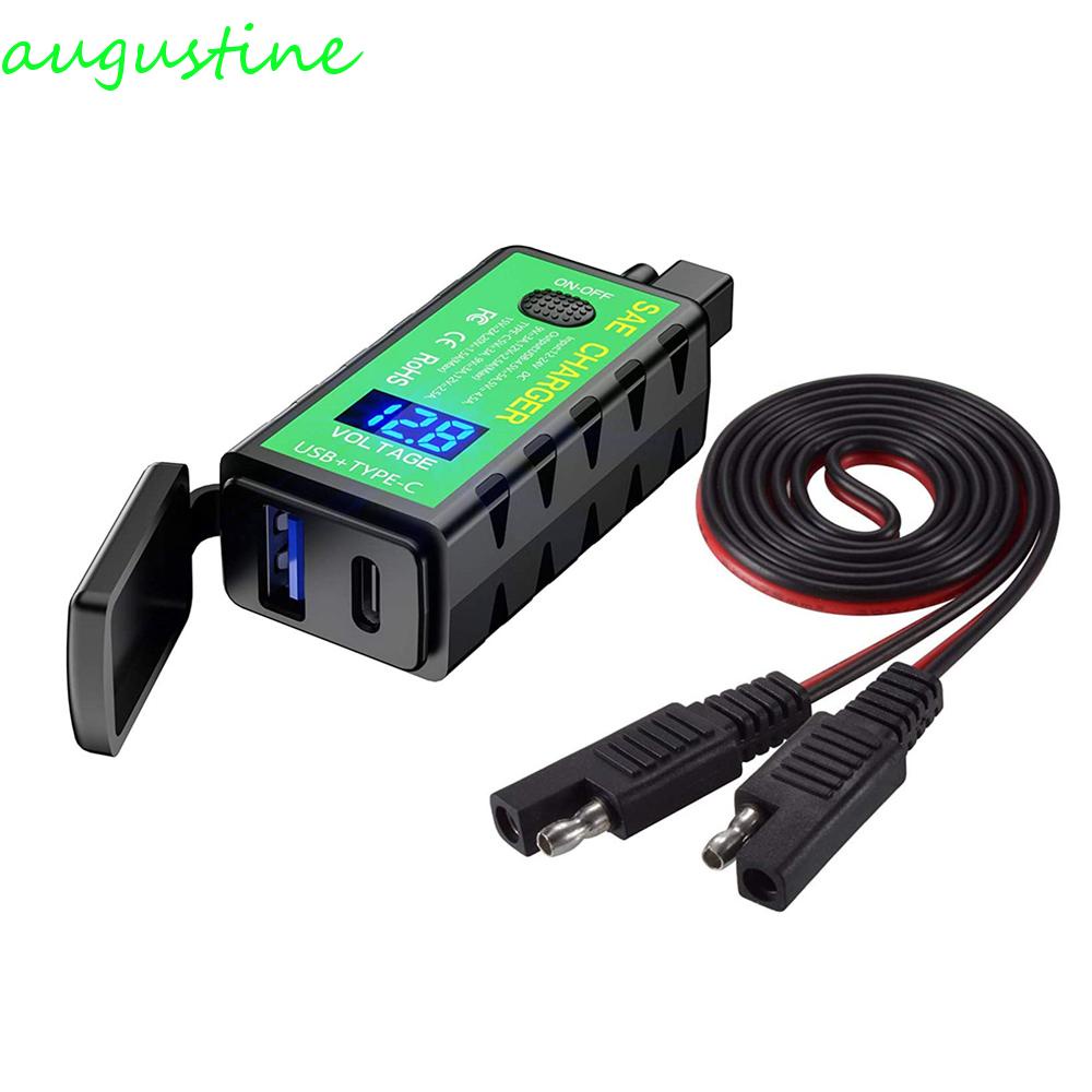 Bộ Sạc Điện Thoại Nhanh Usb C 18w Pd Sae Sang Usb On / Off Gắn Xe Máy