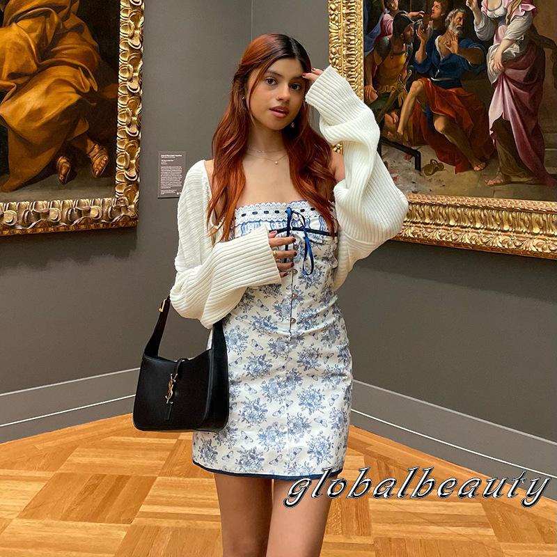 Đầm không tay Hở Vai Họa Tiết Hoa Thời Trang Quyến Rũ