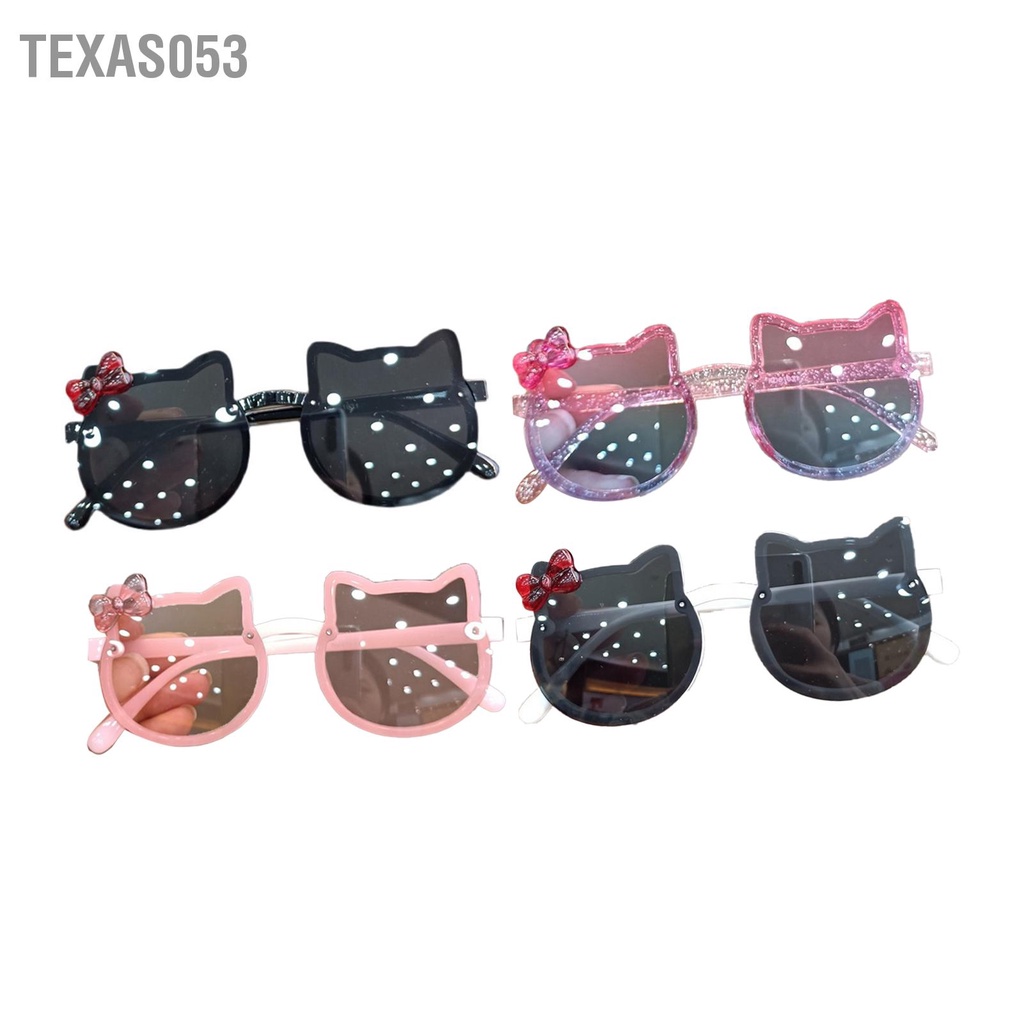 Texas053 Kính râm trẻ em Chống tia cực tím Thoải mái Hoạt hình dễ thương Hình mèo Phân cho bé gái