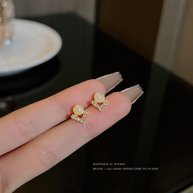 Khuyên Tai Nơ Đính Ngọc Trai Thiết Kế Đơn Giản