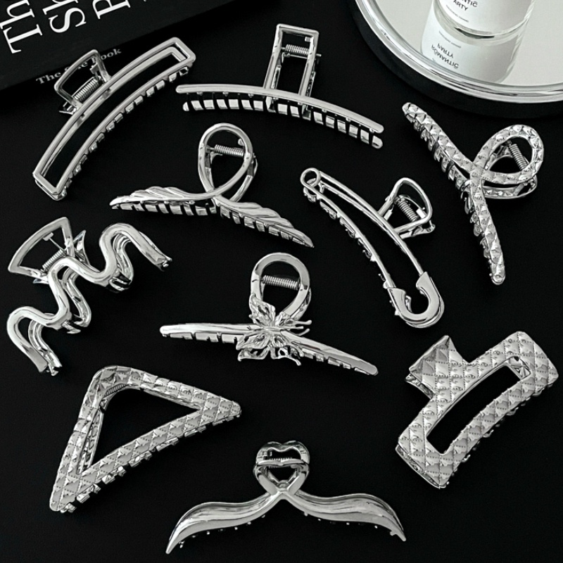 Kẹp Tóc Hình Chiếc Nơ Lớn Màu Bạc Cho Nữ