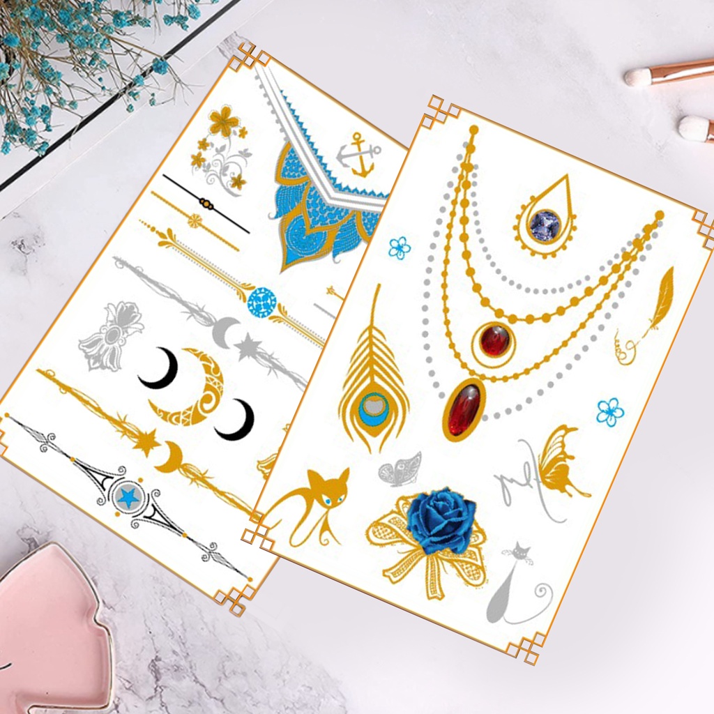 Hình Xăm Dán Kim Loại Ánh Đồng Không Phai Màu An Toàn Có Thể Tháo Rời Cho Cánh Tay / Toàn Thân