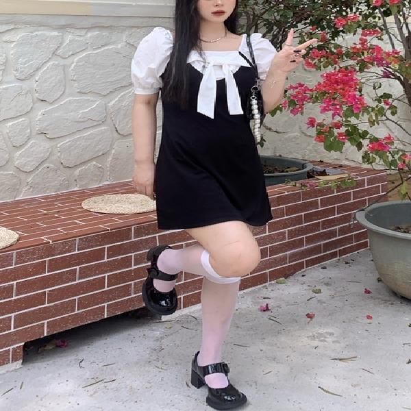 Đầm Ngắn Cổ Vuông Ôm Eo Đính Nơ Thời Trang Mùa Hè Hàng Mới Năm 2021 Dành Cho Bạn Nữ