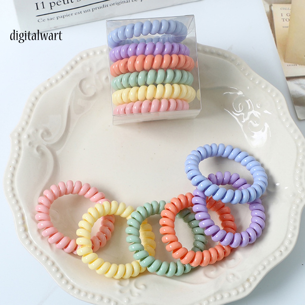 Kỹ Thuật Số| Set 6 Dây Cột Tóc Đuôi Ngựa Màu Sắc Tươi Sáng Thoải Mái Không Để Lại Dấu Vết Cho Nữ