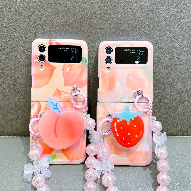 Ốp Điện Thoại Tpu Dẻo Họa Tiết Hoạt Hình Lấp Lánh Kèm Vòng Đeo Tay Cho Samsung Galaxy Z Flip 4 Z Flip 3