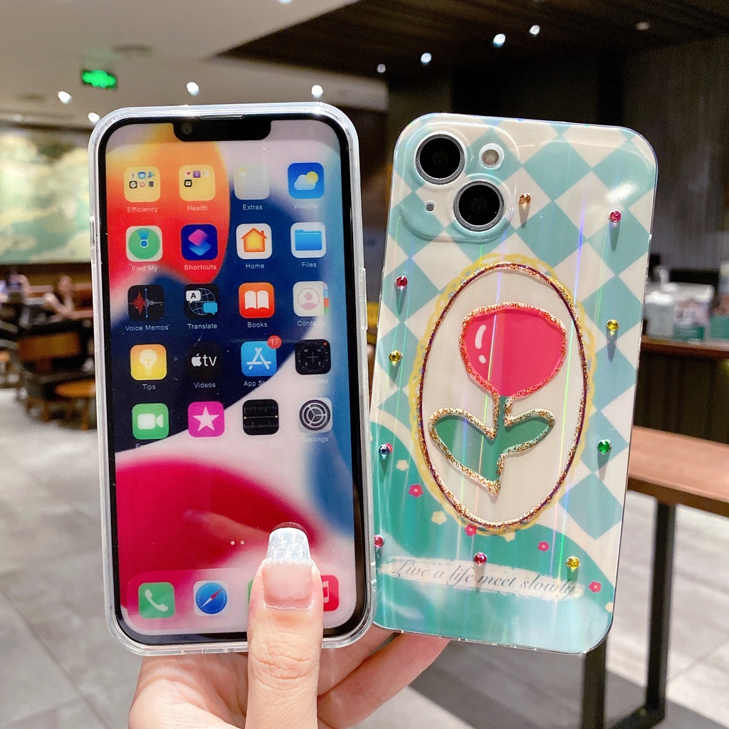Ốp Điện Thoại TPU Chống Sốc Họa Tiết Hoa Tulip Cho IPhone 14 13 12 11 Pro MAX 14 PLUS X XR XS MAX