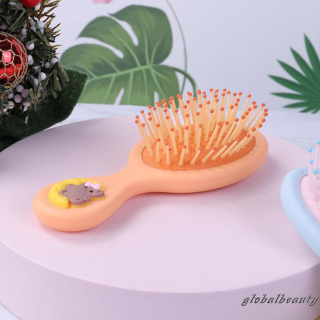 Lược Chải Tóc Túi Khí Mát Xa Da Đầu Bằng Nhựa Hình Gấu / Nơ Màu Cầu Vồng Dễ Thương Cho Bạn Gái