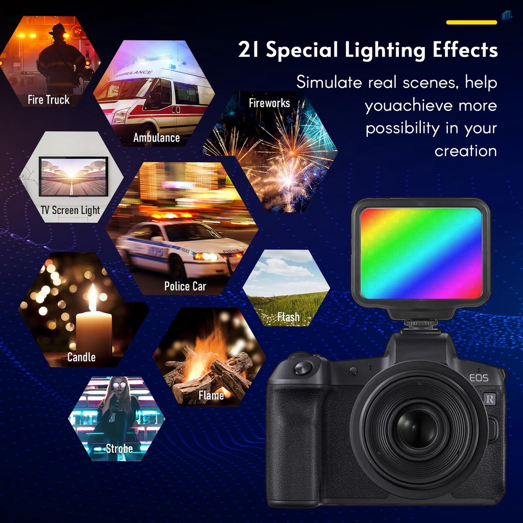 Đèn LED RGB Video 2500K-9900K 21 Hiệu Ứng Ánh Sáng Tích Hợp Pin Chuyên Dụng Hỗ Trợ Quay Video / Live Stream