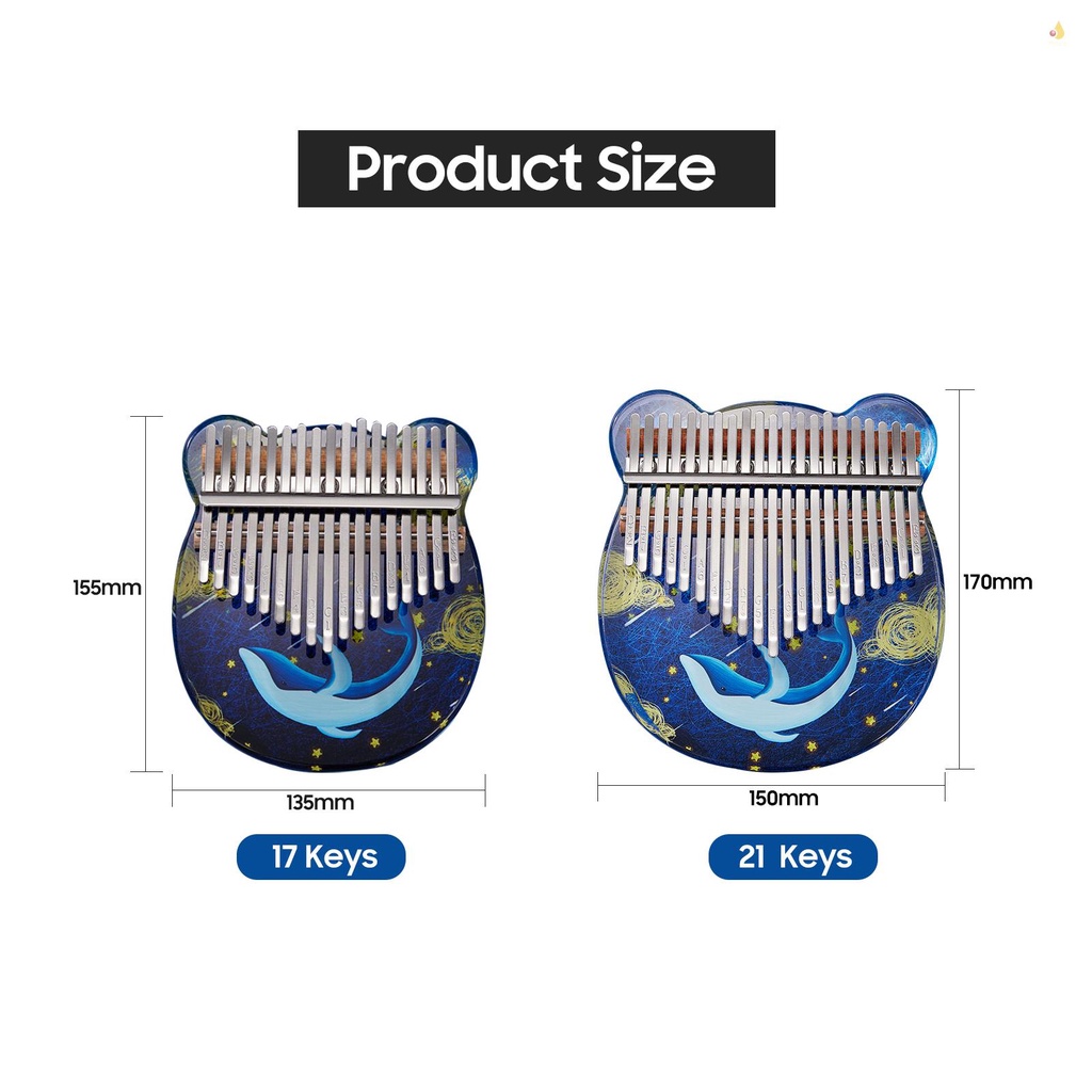 Đàn Kalimba CEGA 21 Phím Bằng Acrylic Di Động Tiện Dụng Kèm Túi EVA / Búa Điều Chỉnh / Nhãn Dán / Khăn Lau Cho Người Mới Bắt Đầu