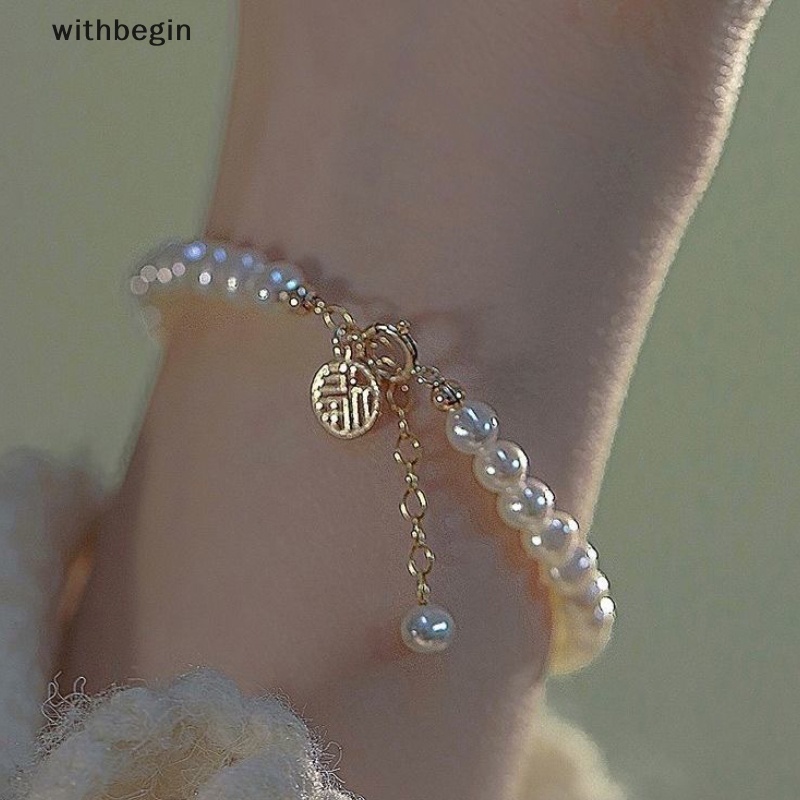 Vòng Đeo Tay May Mắn Dáng Dài Đính Ngọc Trai Giả Bằng Đồng Tùy Chỉnh Thời Trang Sang Trọng Cho Nữ