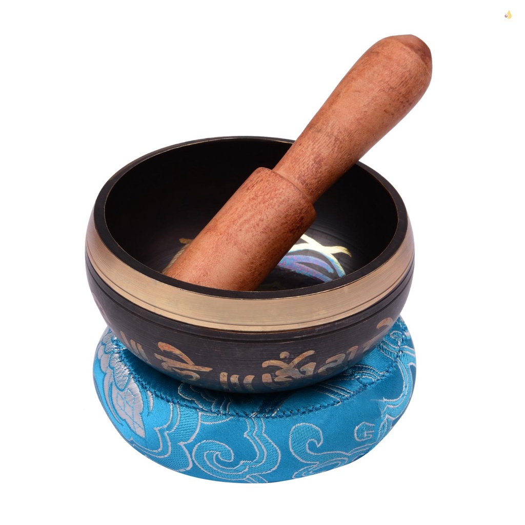 Bộ Bát Hát Tây Tạng Bằng Kim Loại Thủ Công 8.5cm / 3.3inch Có Đệm Mềm (Giao Hàng Ngẫu Nhiên) &amp; Âm Thanh Ngồi Thiền Chakra R