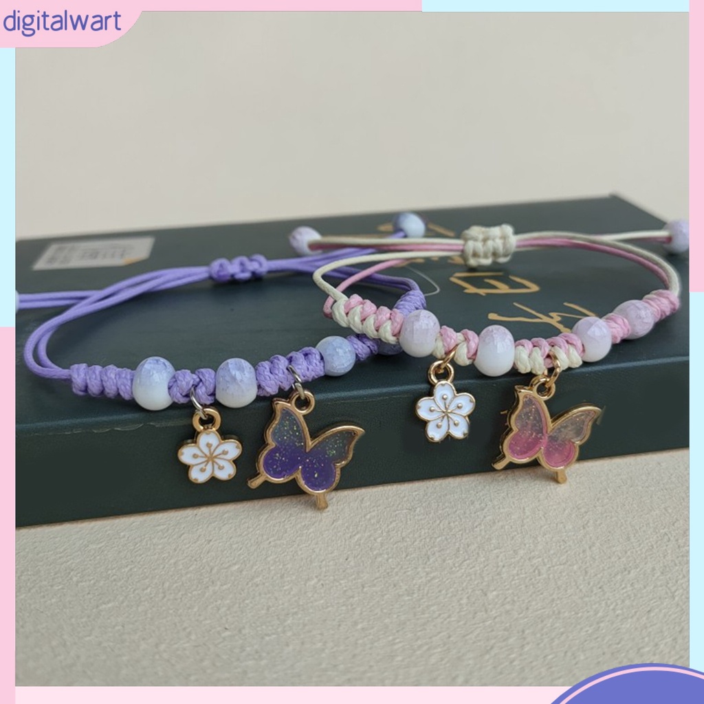 Vòng Đeo Tay Dây Bện Gắn Hoa Và Bướm Thời Trang Cho Bạn Gái