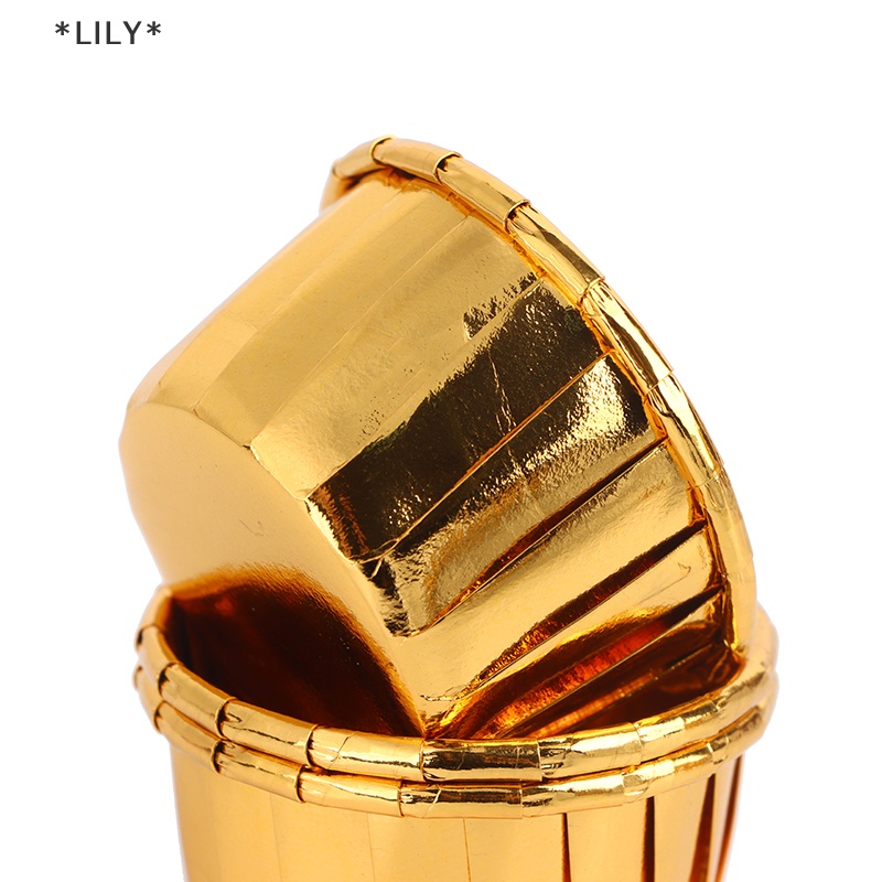 LILY 50 cái nhỏ cupcake lá cupcake wrapper giấy vàng bạc cupcake Baking cup uuu