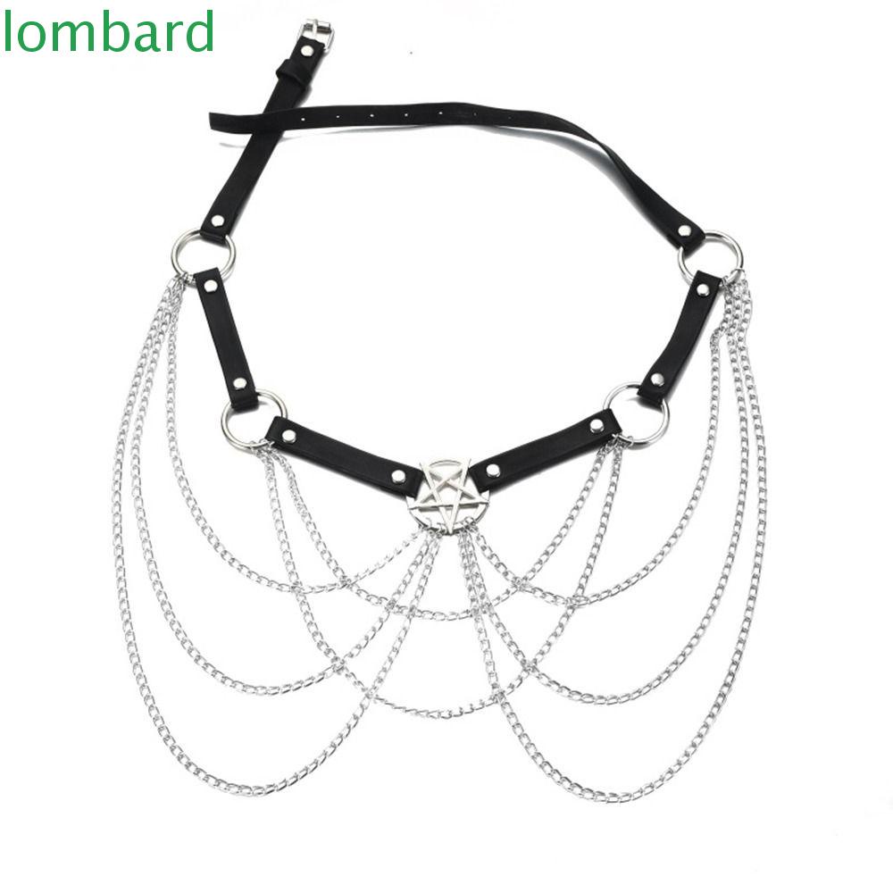 Thắt Lưng Da PU Phối Xích Hình Ngôi Sao Năm Cánh Độc Đáo Thời Trang Cho Nữ