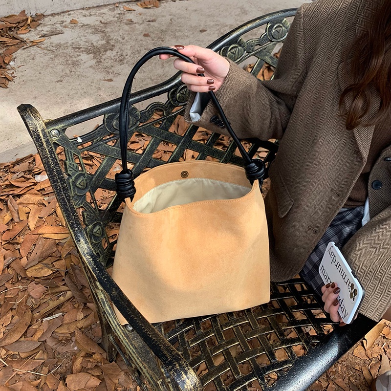 Túi Đeo Chéo Da Lộn Màu Sắc Tương Phản Sức Chứa Lớn Phong Cách Hàn Quốc Cho Nữ