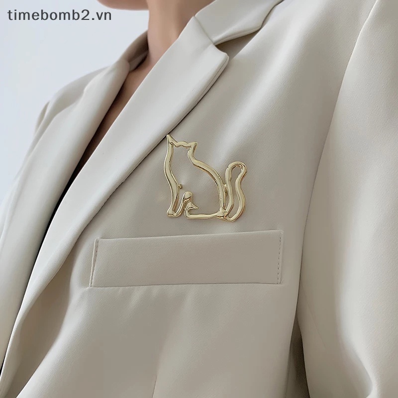 {Timebomb} Ghim Cài Khăn Quàng Cổ Hình Mèo Khoét Rỗng Dày Dặn Dễ Thương Cá Tính Trang Trí Khăn Cho