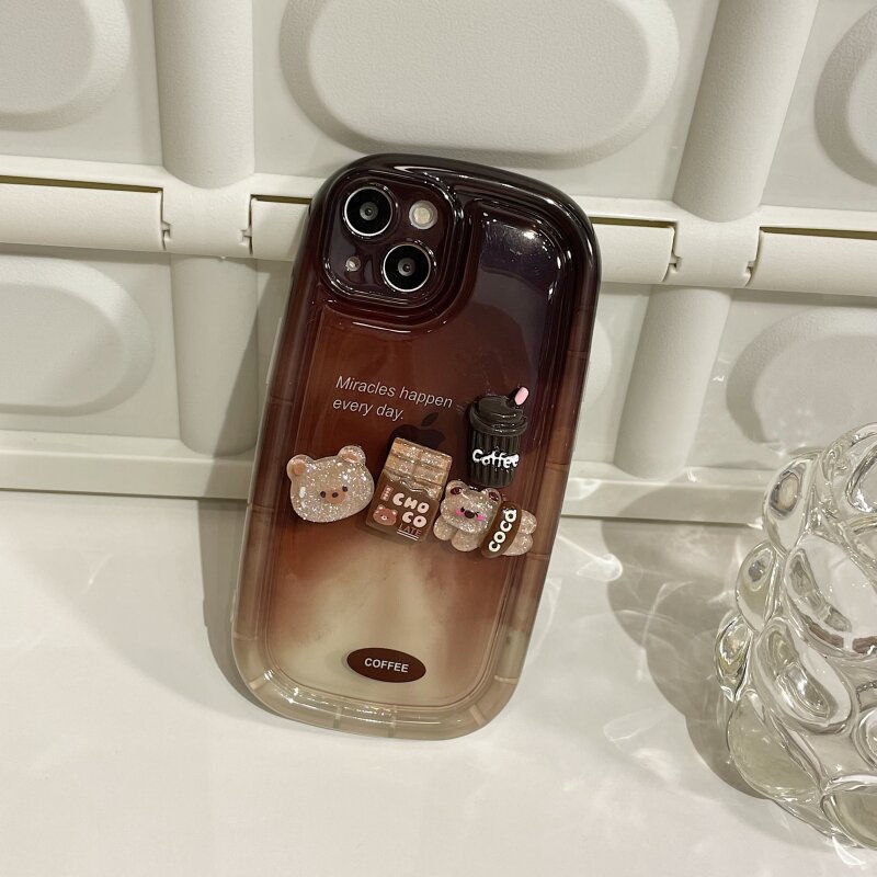 Ốp Điện Thoại Hình Gấu 3D Chống Rơi Cho Iphone 14promax 13 12 11promax 7 8 plus