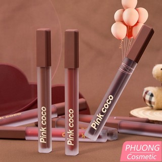 Son kem lì pink coco bền màu mướt môi son kem bùn