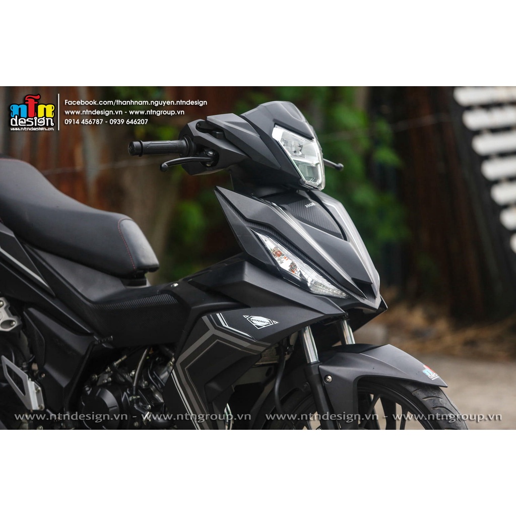 Tem rời Winner V1 - xe đen nhám - mẫu chỉ trắng xám đơn giản