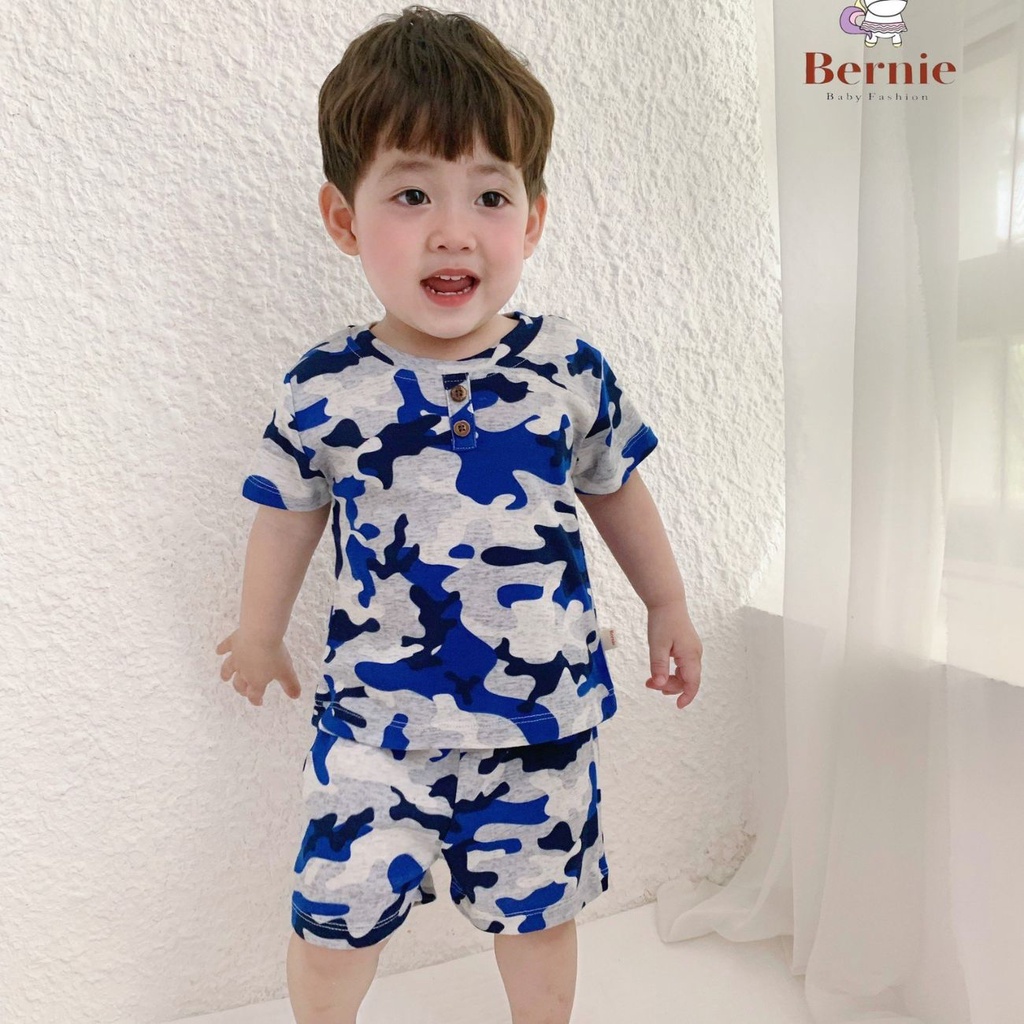 Đồ bộ cộc tay bozip mặc nhà cho bé trai đính cúc 1 đến 7 tuổi Shushibaby