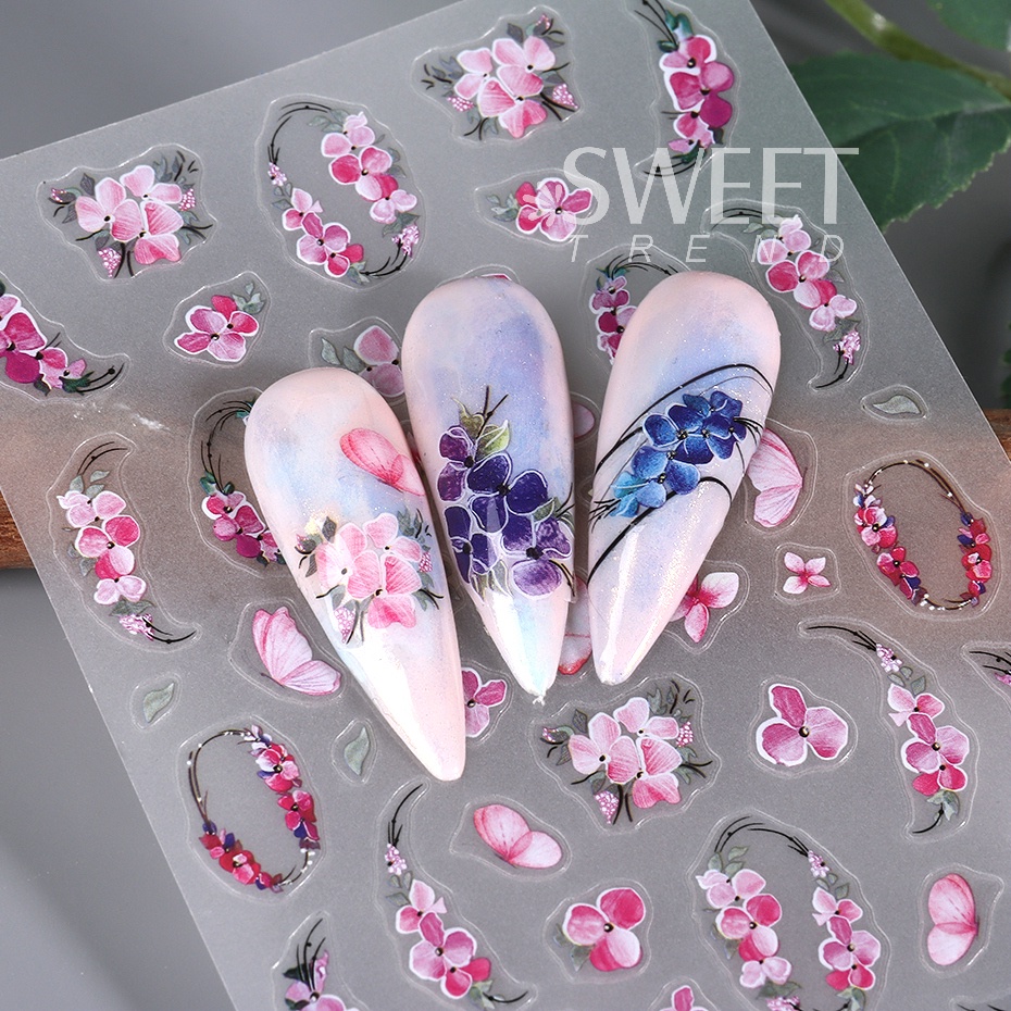 Miếng Dán Trang Trí Móng Tay Họa Tiết Hoa Mộc Lan / Chữ Cái Lá Mùa Hè Xinh Xắn