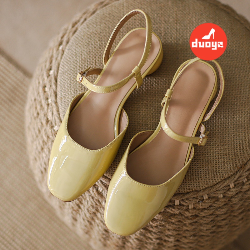 Giày Sandal Da Bóng Mũi Vuông Phong Cách Thời Trang Mùa Hè 2021 Dễ Phối Đồ