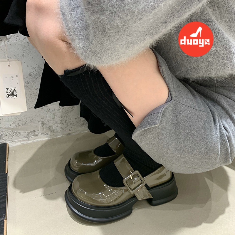 Duoya Hair Thẳng ~ [Hàng Có Sẵn] Giày Da Nữ Đế Dày Phong Cách Preppy Mary Jane Retro Cá Tính Ngọt Ngào
