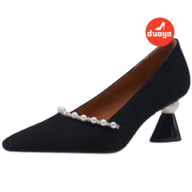 Giày Cao Gót Mũi Nhọn Gót Dày Màu Hồng Dễ Thương Thời Trang Xuân Thu 2022 Cho Bạn Gái