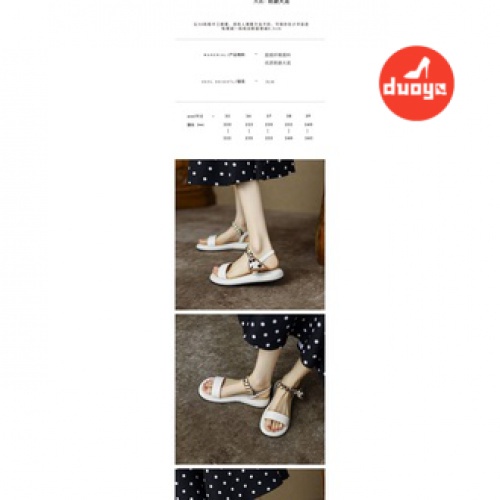 Duoya Tóc Thẳng ~  Giày Sandal Dây Da Mềm Hở Ngón Đế Phẳng Dày Mùa Hè Dễ Phối Đồ Cho Nữ Miễn Phí Vận Chuyển