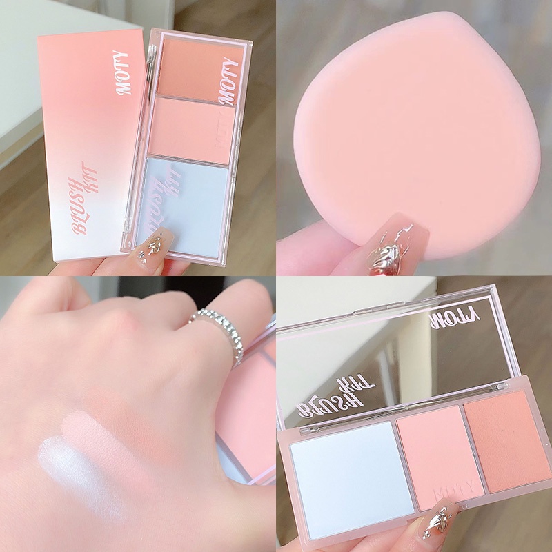 Bảng Phấn Má Hồng 3 Màu Tạo Khối Trang Điểm Má Hồng