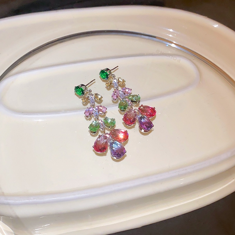 1 Đôi Bông Tai Hình Giọt Nước Đính Kim Cương Màu gradient Sang Trọng