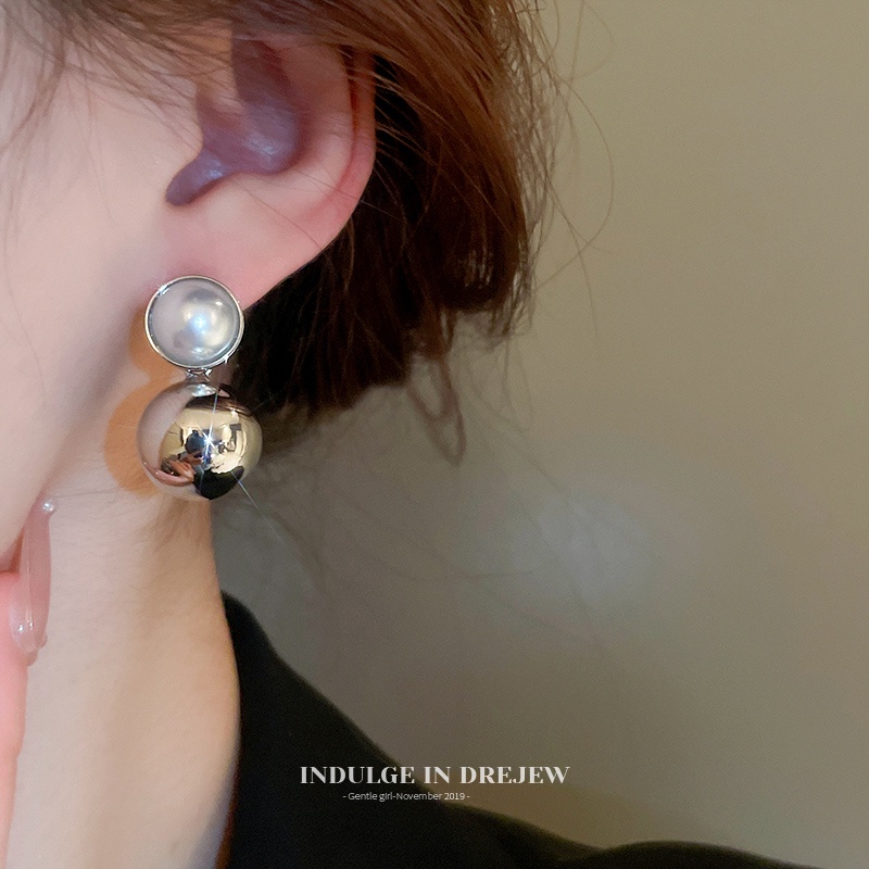 Khuyên Tai Bạc Đính Hạt Ngọc Trai Phong Cách Pháp Chất Lượng Cao Dễ Phối Đồ Cho Nữ