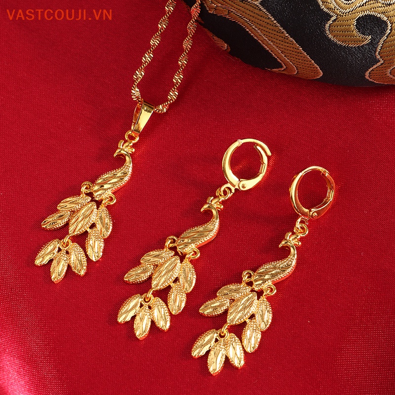 Vòng cổ Mạ Vàng Phối Tua Rua Hình Chim Công Thời Trang Cho Nữ