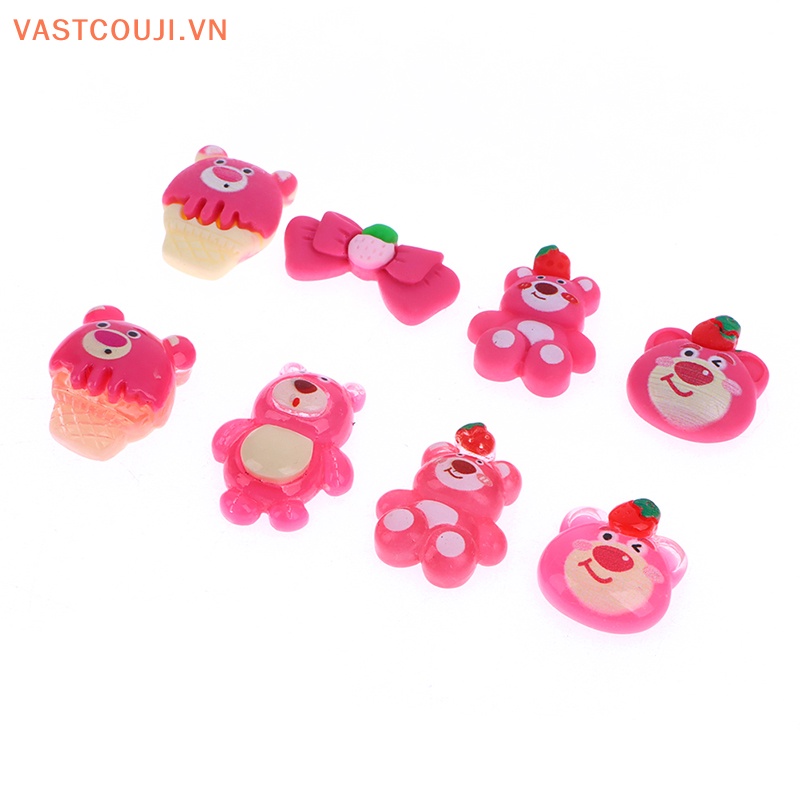 Bộ 20 Mô Hình Gấu Và Dâu Tây Mini Bằng Nhựa Resin Dùng Trang Trí Sổ Tay Diy