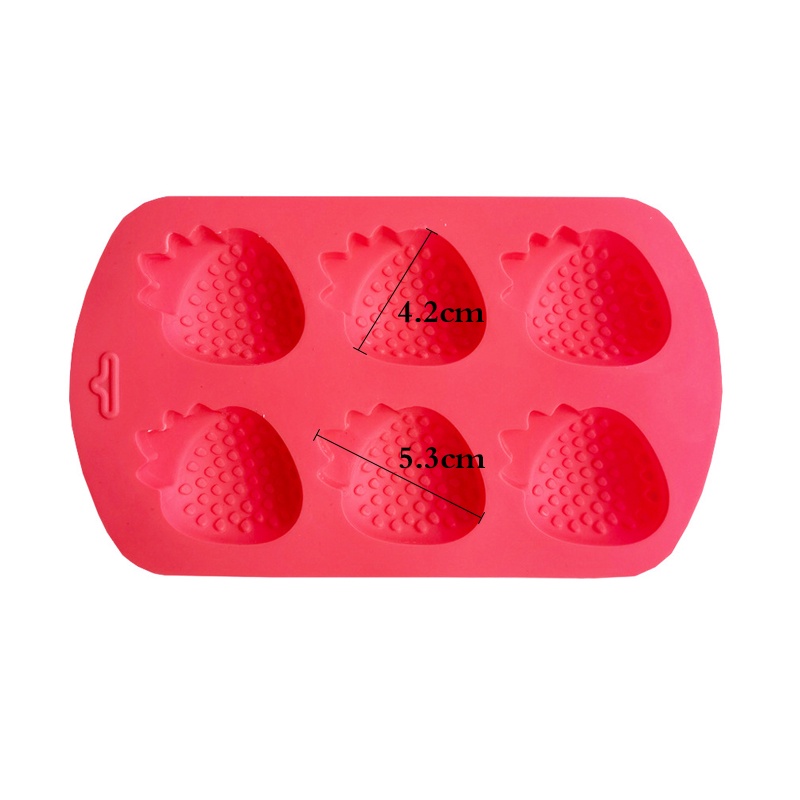 Khuôn Silicone Làm Bánh 6 Ngăn Tạo Hình Quả Dâu Tây Độc Đáo Tiện Dụng DIY