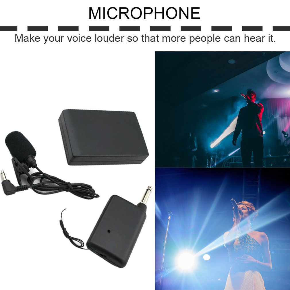 Wireless Microphone System With Transmitter &amp; Receiver Portable Clip-On For Teaching Public Speaking Km208 [Q/1]