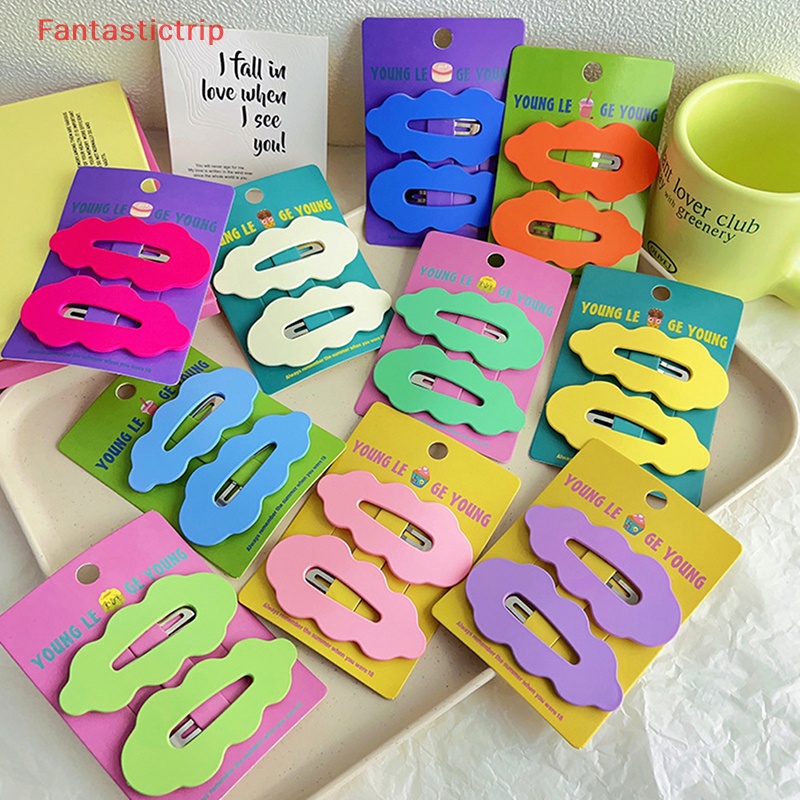 Set 2 Kẹp Tóc Hình Đám Mây Nhiều Màu Sắc Dễ Thương Cho Bé Gái